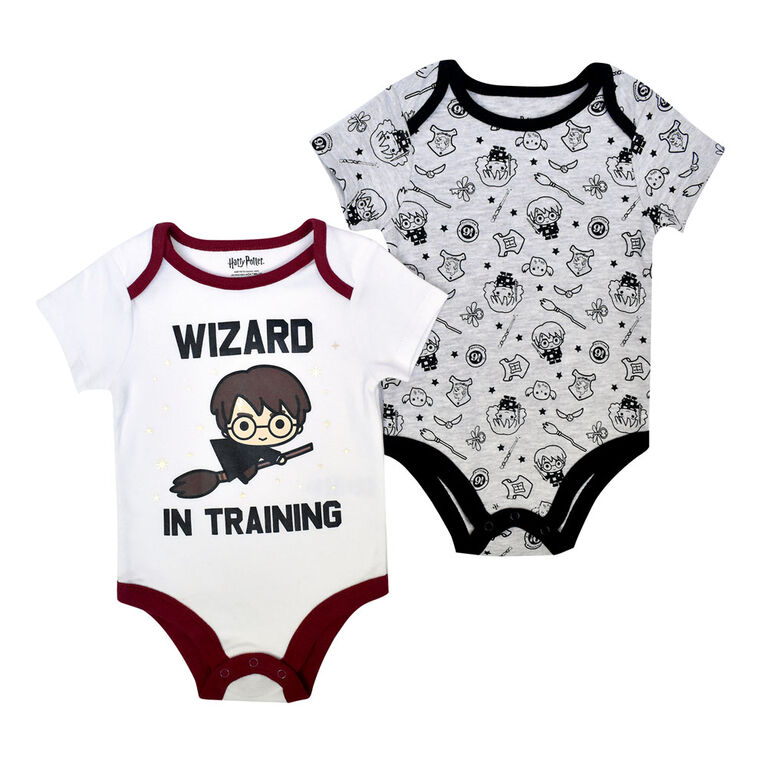 Warner's Harry Potter 2 PK Bodysuits - Grey, Newborn-0  Months
