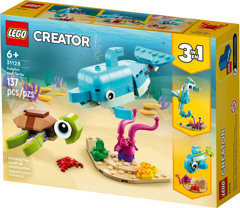 LEGO Creator 3-en-1 Le dauphin et la tortue 31128 Ensemble de construction (137 pièces)