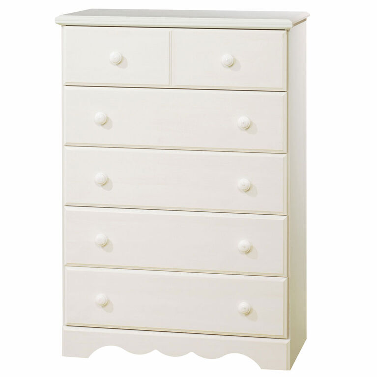 Summer Breeze 5-Drawer Chest Dresser- White Wash