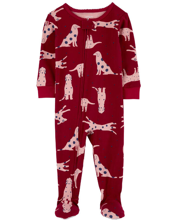 Carter's One Piece Dog 100% Snug Fit Cotton Footie Pajamas Red  2T