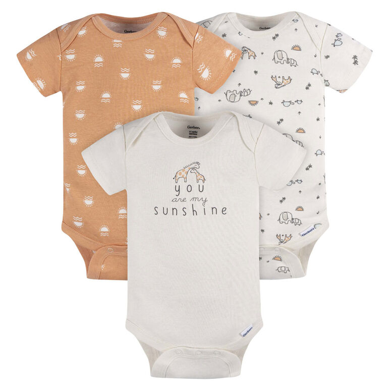 Gerber Childrenswear - 3-Pack Baby Neutral Short Sleeve Onesies Bodysuit