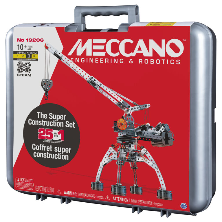 Meccano, Ensemble de construction motorisé Super Construction 25 en 1, Jouet éducatif STEAM, 638 pièces