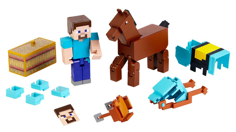 Minecraft - Comic Maker - Coffret de 2 - Figurines Steve and Armoured Horse - Édition anglaise