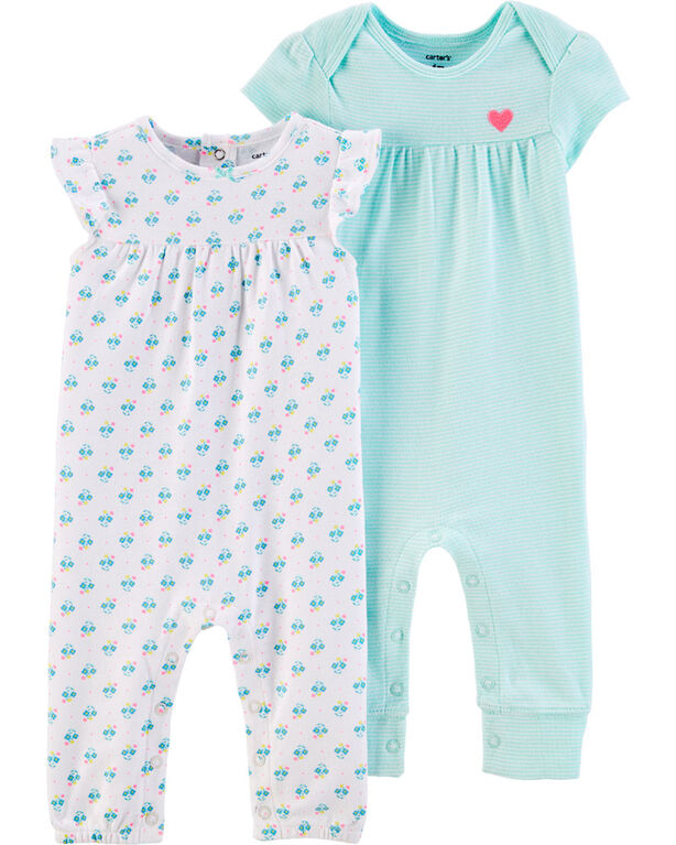 Carter's 2-Pack Jumpsuits - Mint, Newborn