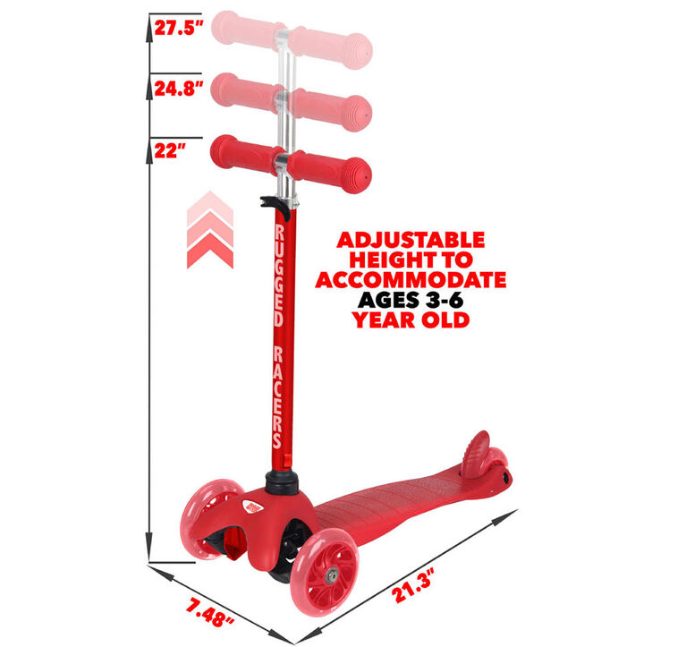 Rugged Racer Mini Deluxe 3 Wheel Kick Scooter - Red - English Edition