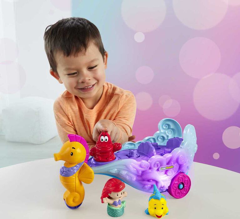 Disney Princess Ariel's Light-Up Sea Carriage Fisher-Price Little People Musical Vehicle for Toddlers