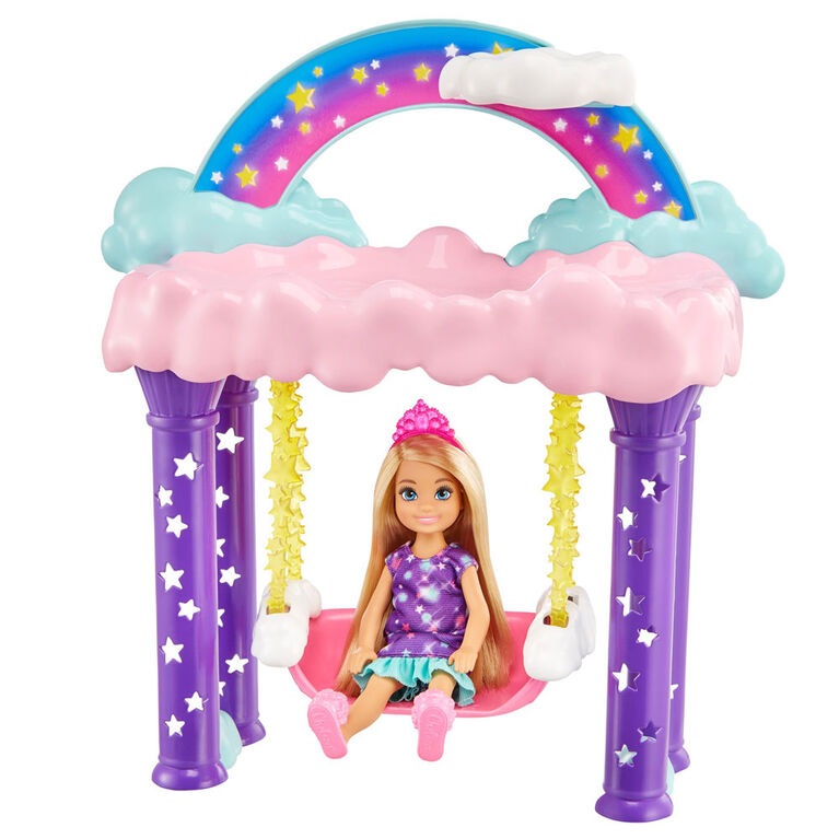 ​Barbie Dreamtopia Chelsea Princess Doll & Fairytale Sleepover Playset with Loft Bed, Swing, Moon Chairs & Unicorn Rocking Horse