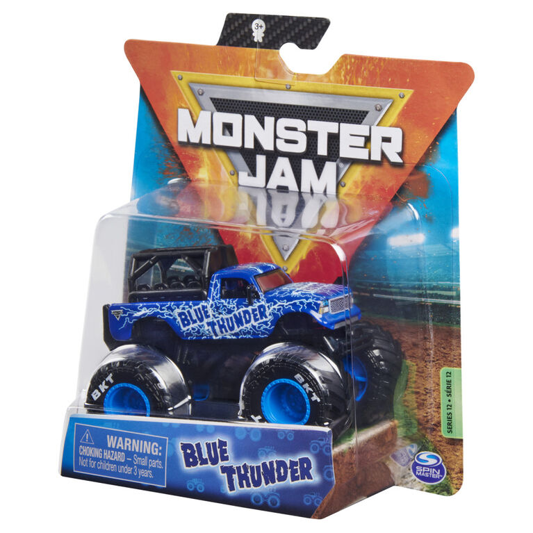 Monster Jam, Official Blue Thunder Monster Truck, Die-Cast Vehicle, Ride Trucks Series, 1:64 Scale