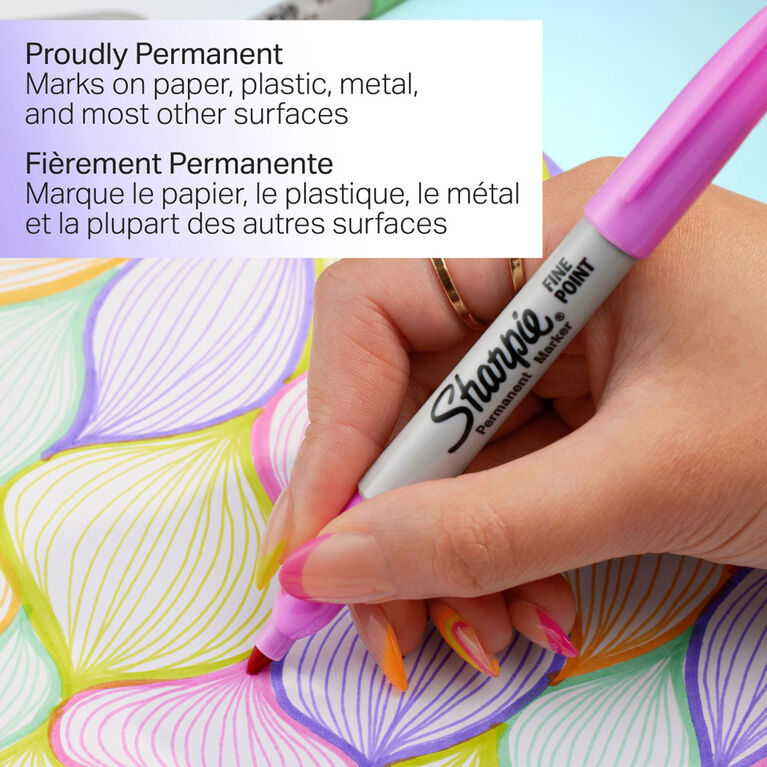 Marqueurs permanents Sharpie Glam Pop, pointe fine, couleurs assorties, 5 unités