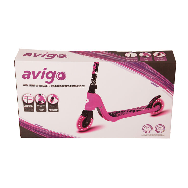 Avigo Kick Scooter With Light Up Wheels - Pink