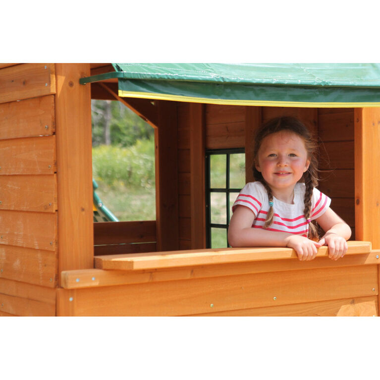 KidKraft Ridgeview Deluxe Clubhouse Wooden Swing Set - R Exclusive