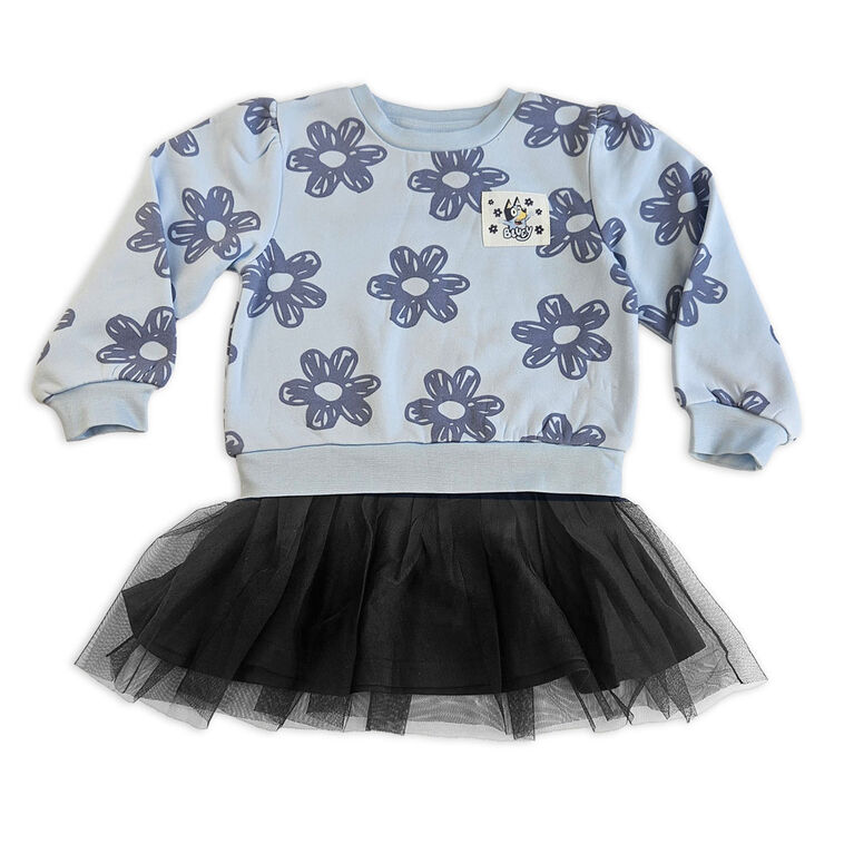 Bluey Long Sleeve Dress - Lt. Blue/Navy 2T
