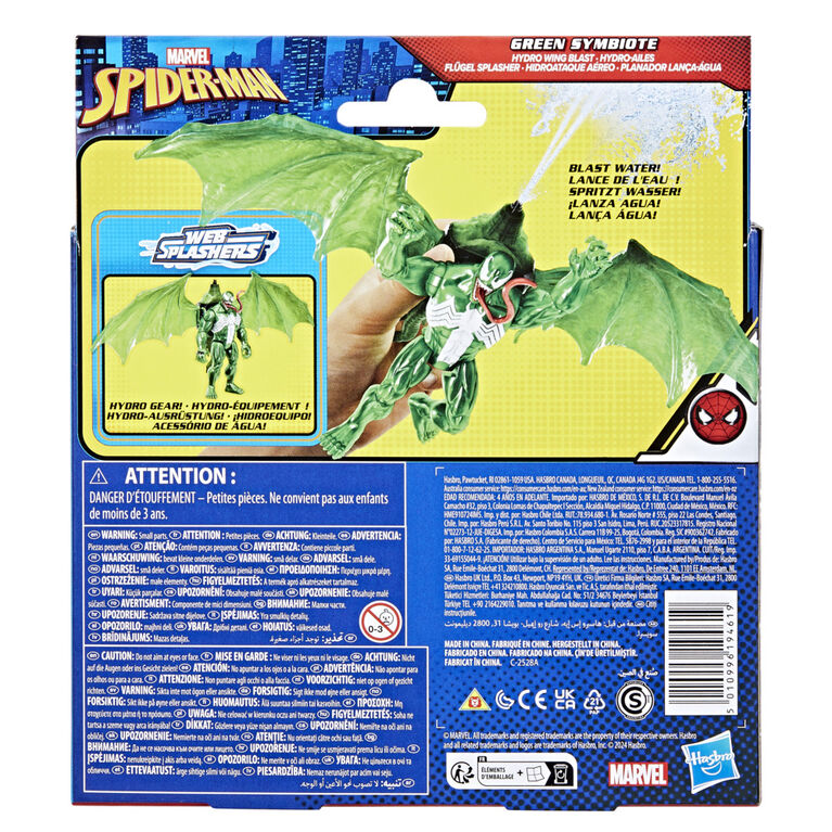 Marvel Spider-Man Epic Hero Series Web Splashers Green Symbiote Hydro Wing Blast Action Figure and Vehicle Playset