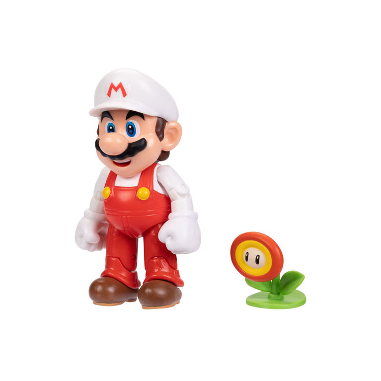 Super Mario 4 Inch Figure - Fire Mario with Fire Flower