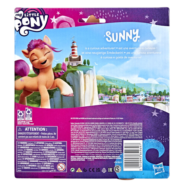 My Little Pony : Nouvelle génération, pack de grands amis du film, poney orange Sunny Starscout de 20 cm et peigne