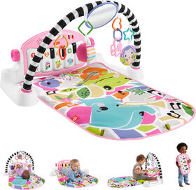Fisher-Price Glow and Grow Kick & Play Piano Gym Baby Playmat with Musical Learning Toy, Pink