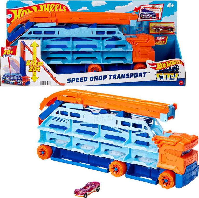 Hot Wheels - Ville - Transporteur avec pente de vitesse, 1 véhicule