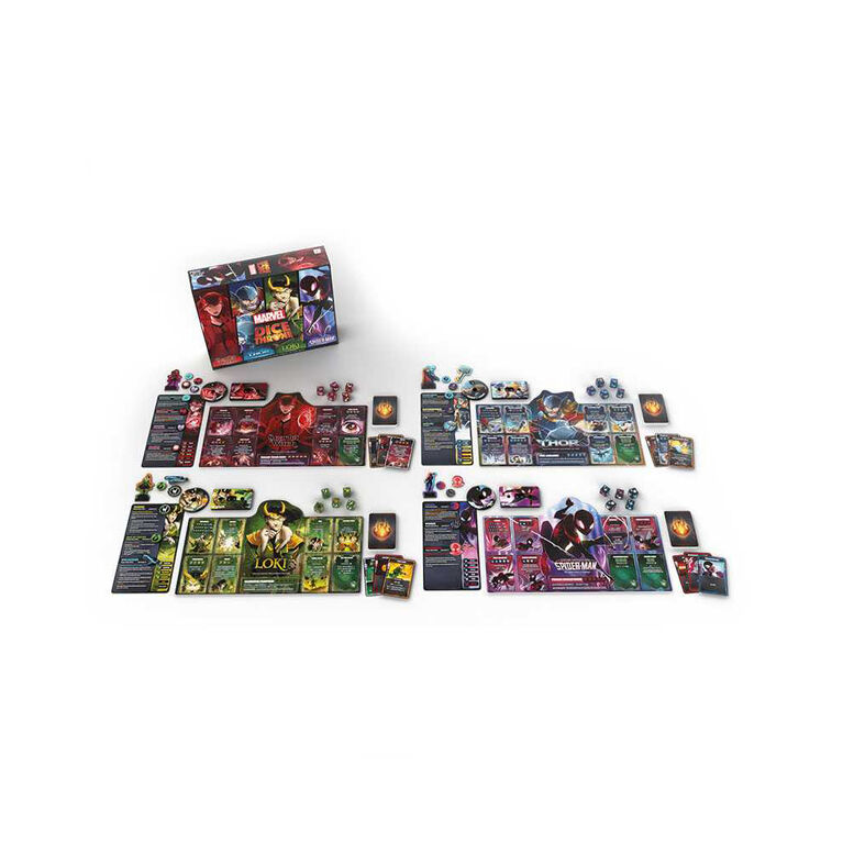 USAopoly Marvel Dice Throne 4-Hero Box (Scarlet Witch, Thor, Loki, Spider-Man) Board Game - English Edition