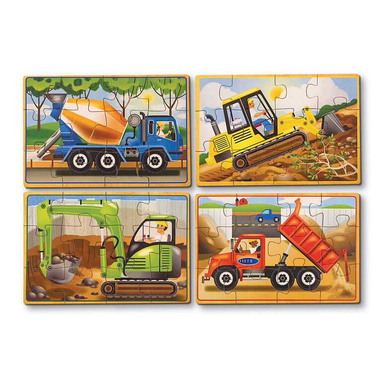 Melissa & Doug Construction Vehicles Casse-tête en bois 4 en 1 - 48 pièces