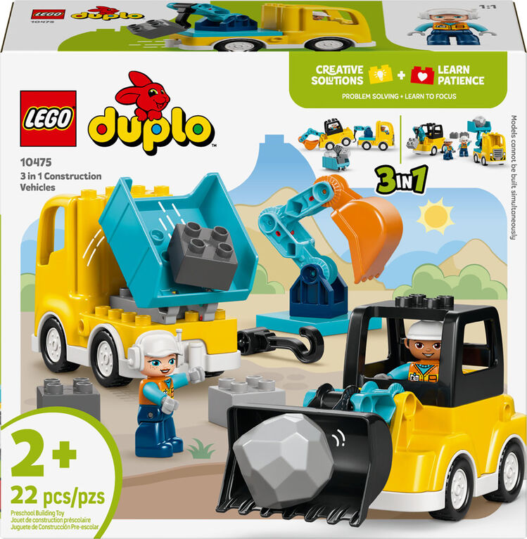 LEGO DUPLO Ma ville Les V&eacute;hicules de Chantier 3 en 1 avec 6 Options de V&eacute;hicules 10475
