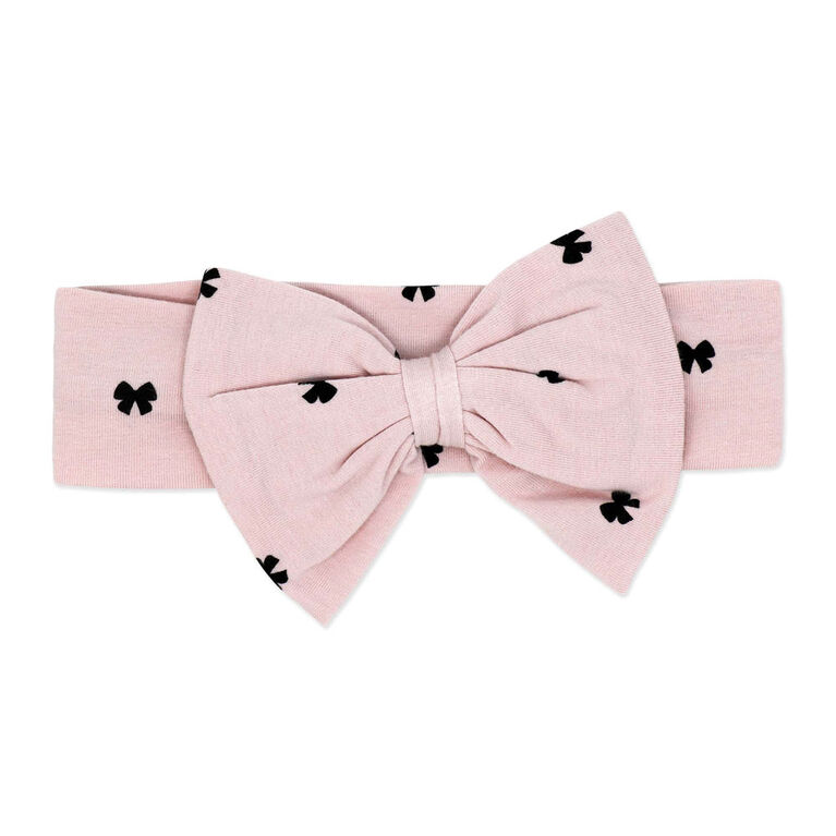 Baby Mode 3 Piece Legging and Headband Set: Pink Bow 12M