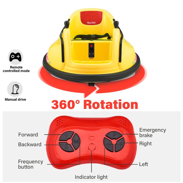 Voltz Toys Round Bumper 360 Rotation with Remote, Yellow