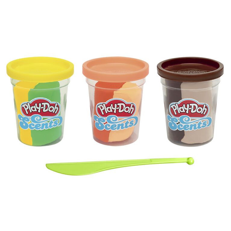 Play-Doh Scents, 3 pots de pâte à modeler atoxique, parfums de fruits tropicaux, pots de 112 g,