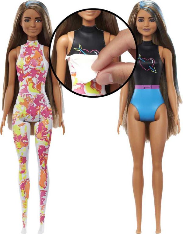 Barbie- Color Reveal - Poupée et accessoires - Vêtements totalement néon
