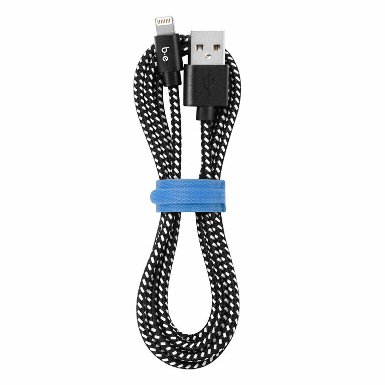 Blu Element  Câble Tressé de Charge/Sync Lightning vers USB 4ft Zébre