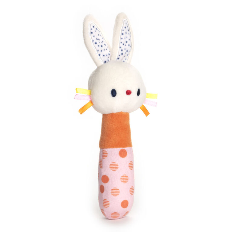 Baby GUND Tinkle Crinkle Bunny Stick Rattle, Sensory Stimulating Plush Baby Rattle, 5.5"