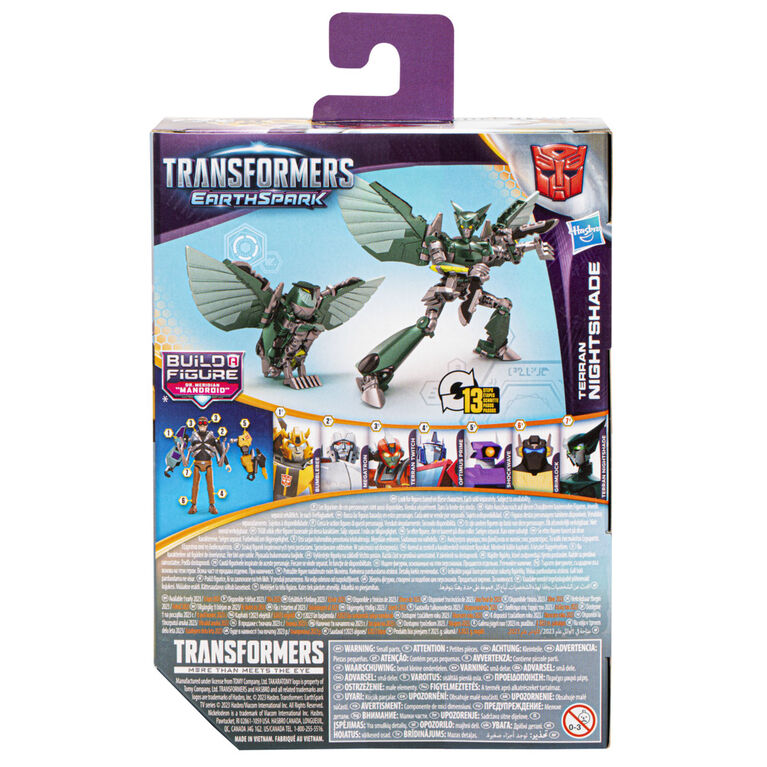 Transformers Toys EarthSpark Deluxe Class Terran Nightshade, 5 Inch Action Figure, Robot Toys for Kids