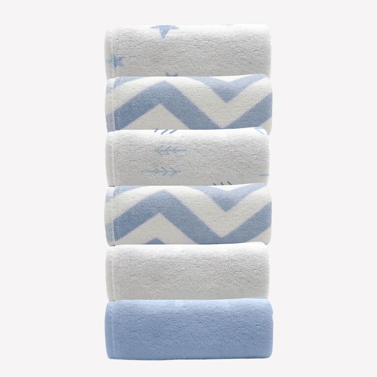 Kushies - Wash Cloths - 6 Pack Single Ply - Blue
