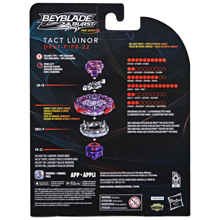 Beyblade Burst Pro Series Tact Lúinor Spinning Top Starter Pack