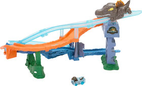 Hot Wheels RacerVerse Jurassic World Crash & Splash Track Set