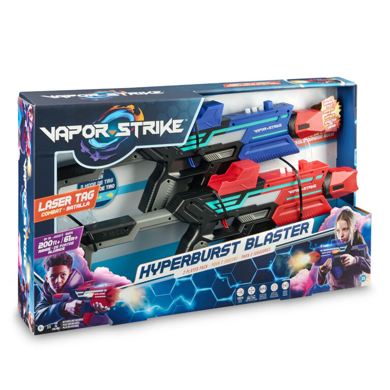 Vapor Strike Hyperburst Blasters Effets de Lumière, Sons et Vapeur, Bataille de Style Laser Tag (Ensemble de 2 Blasters Deluxe)