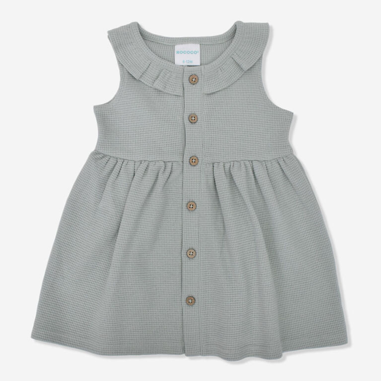 Rococo Waffle Dress Sage 6/12M