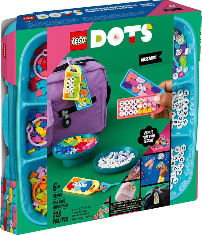 LEGO DOTS Méga-ensemble de décorations pour sac - Messages 41949 Ensemble de créations artisanales (228 Pièces)