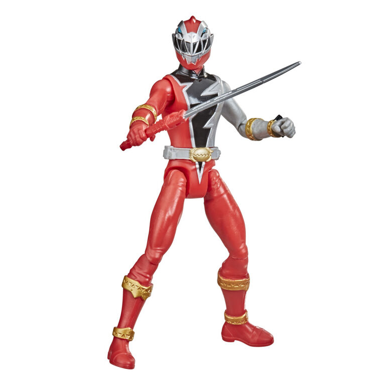 Power Rangers Dino Fury, figurine articulée Ranger rouge de 15 cm inspirée de la série, avec clé Dino Fury et accessoire