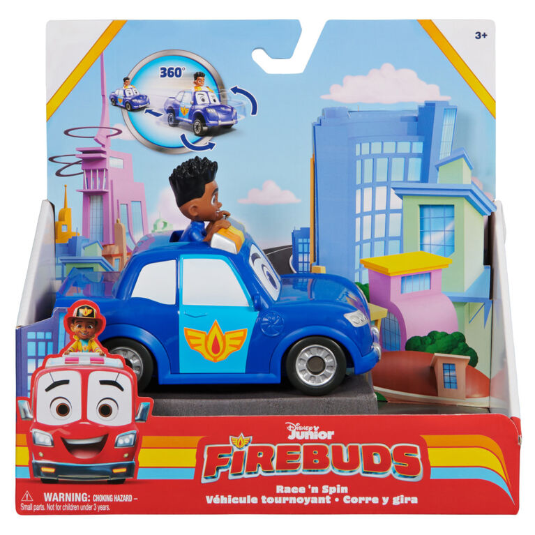 Disney Junior Firebuds, Jayden and Piston Toy Car with Pull Back Feature and Donut Drift Action