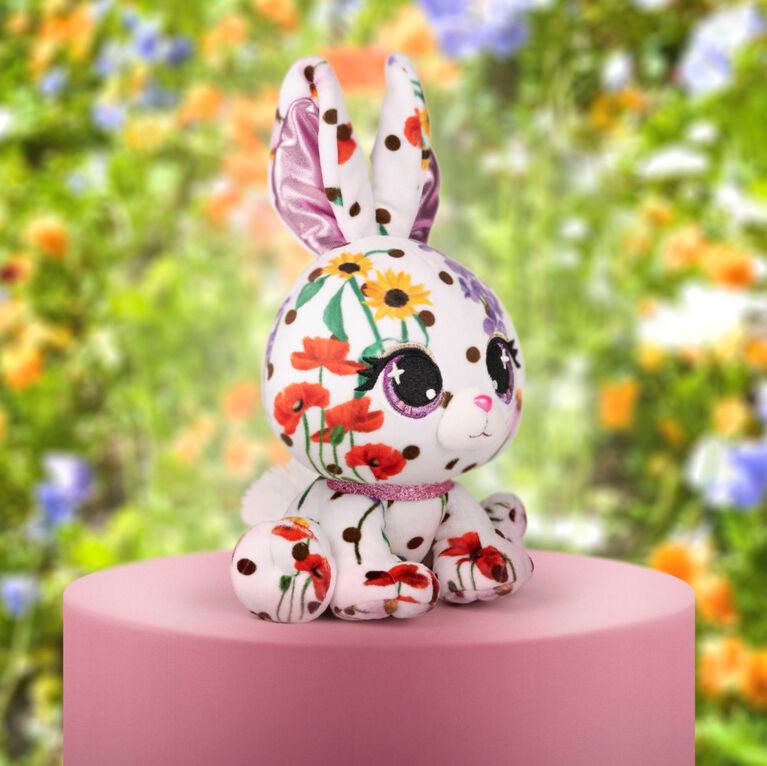 P.Lushes Designer Fashion Pets Flora Karrats Bunny Premium Stuffed Animal, White/Multicolor, 6"