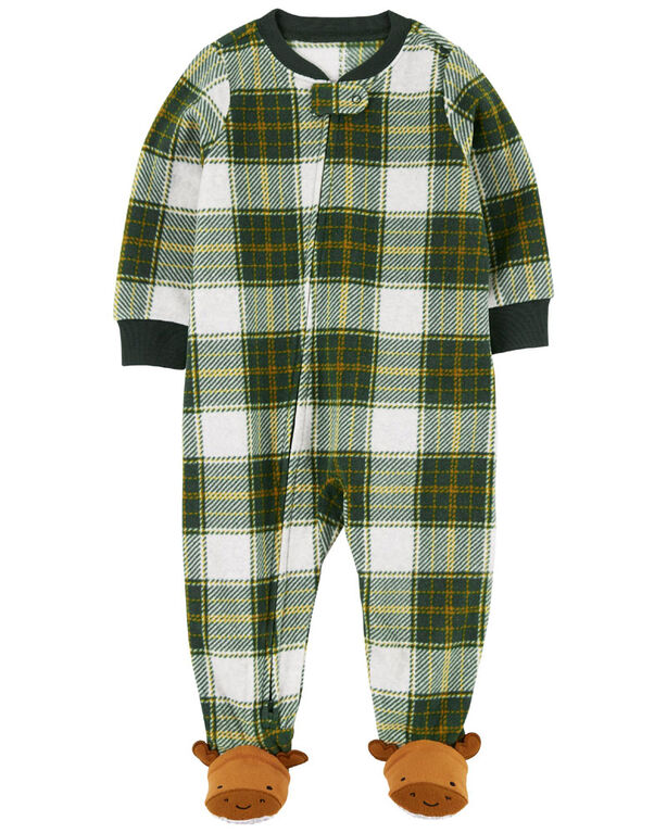 Carter's One Piece Fleece Green Buffalo Check Sleep and Play Green  12M