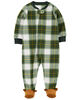 Carter's One Piece Fleece Green Buffalo Check Sleep and Play Green  12M