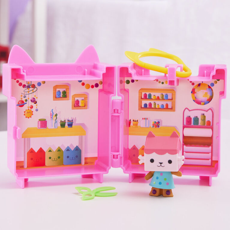 Gabby's Dollhouse, Mini Clip-On Playset with  Baby Box Cat Toy Figure and Dollhouse Accessories
