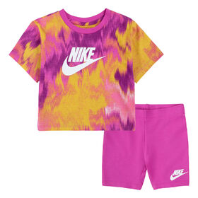 Ensemble t-shirt et short de vélo Nike - Rose - Taille 2T