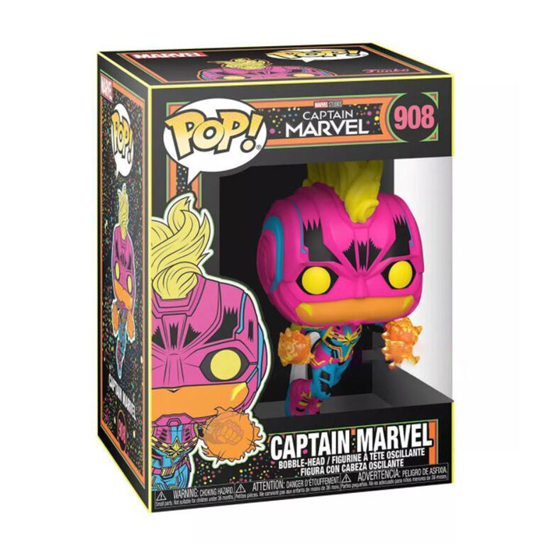 Figurine en Vinyle Captain Marvel par Funko POP! Marvel: Black Light - Notre exclusivité