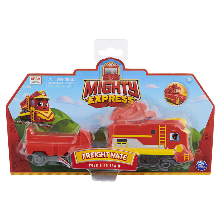 Mighty Express, Freight Nate Push and Go Toy Train with Cargo Car