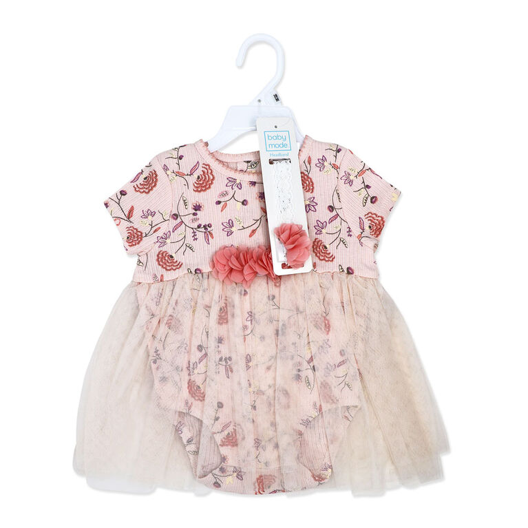 Baby Mode Ensemble barboteuse tutu 2 pi&egrave;ces : rose floral 12 mois