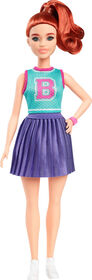 Barbie Fashionistas Doll #232 in Jersey Top and Pleated Purple Skirt, Red Hair
