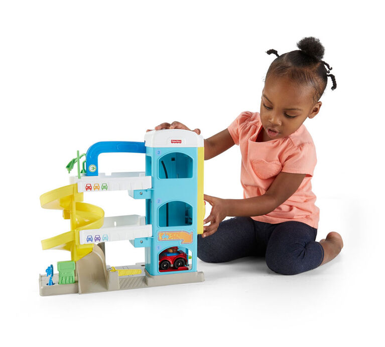 Fisher-Price Little People le garage de l'aimable voisin avec 2 voitures  incluses, jouet pour enfant de 1 an et demi à 5 ans, FHG50