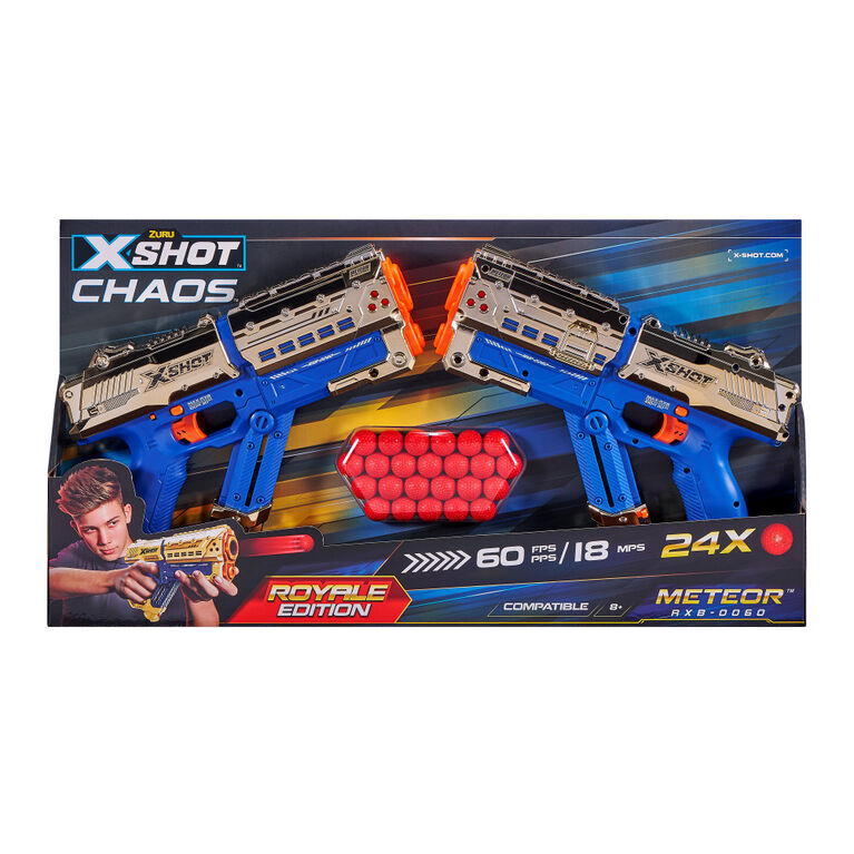 Fusil à cartouches 2PK Meteor édition Chaos Royale X-Shot (24 cartouches) - Notre exclusivité
